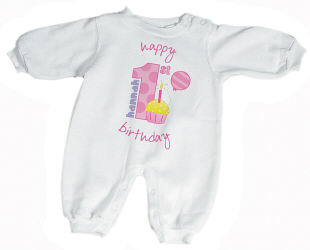 Baby Girl's 1st Birthday Fleece Romper